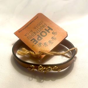 Leather and Wire Hope Bracelet